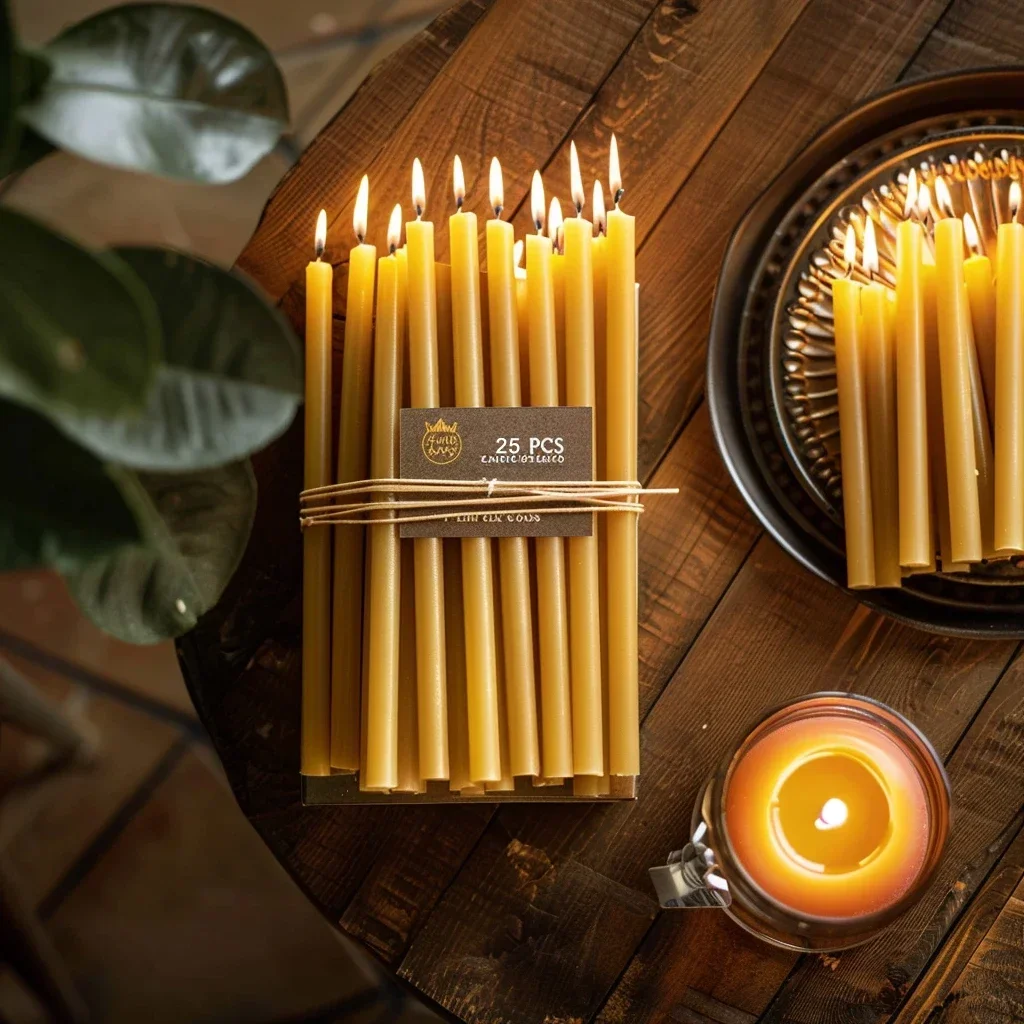 Beeswax Wrap Reusable - 25 PCS/1 PACK Hanukkah เทียนขี้ผึ้งธรรมชาติ Chanukah