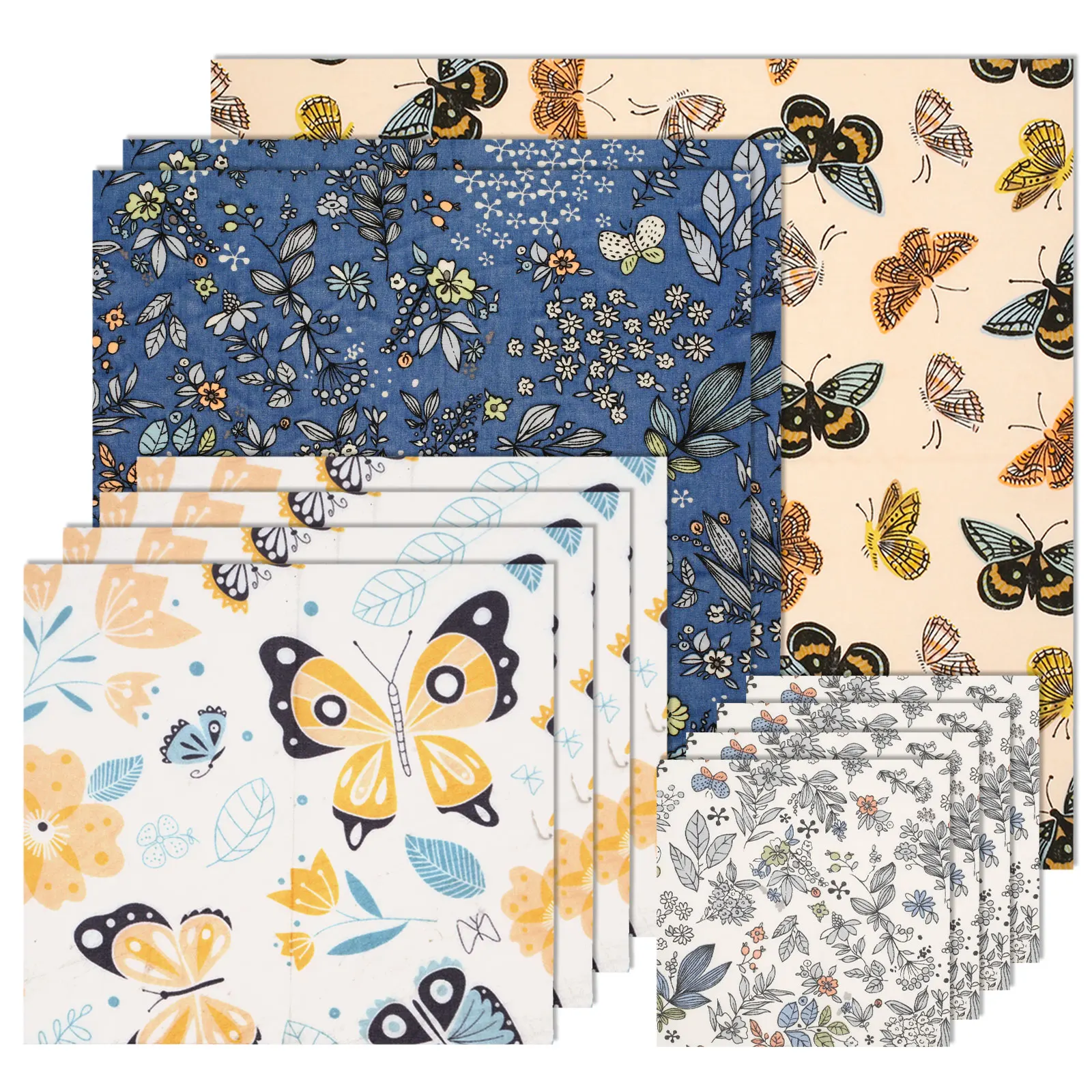 Beeswax Wrap Reusable - ชุดผ้าห่ออาหารจากขี้ผึ้ง 11 ชิ้น ใช้ซ้ำได้ เป็นมิตรต่อสิ่งแวดล้อม ทำจากผ้าฝ้ายออร์แกนิค