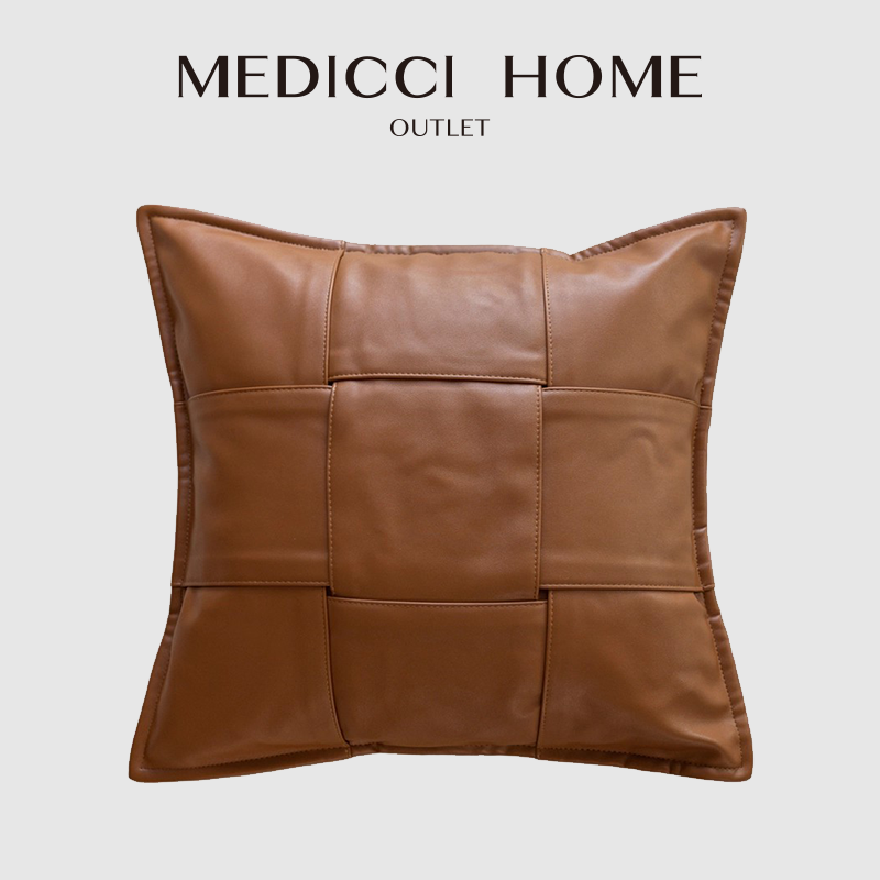 Sustainable Living Environment - ปลอกหมอนอิงหนังเทียมสไตล์ H สีส้ม นำเข้าจากสเปน ยี่ห้อ Medicci