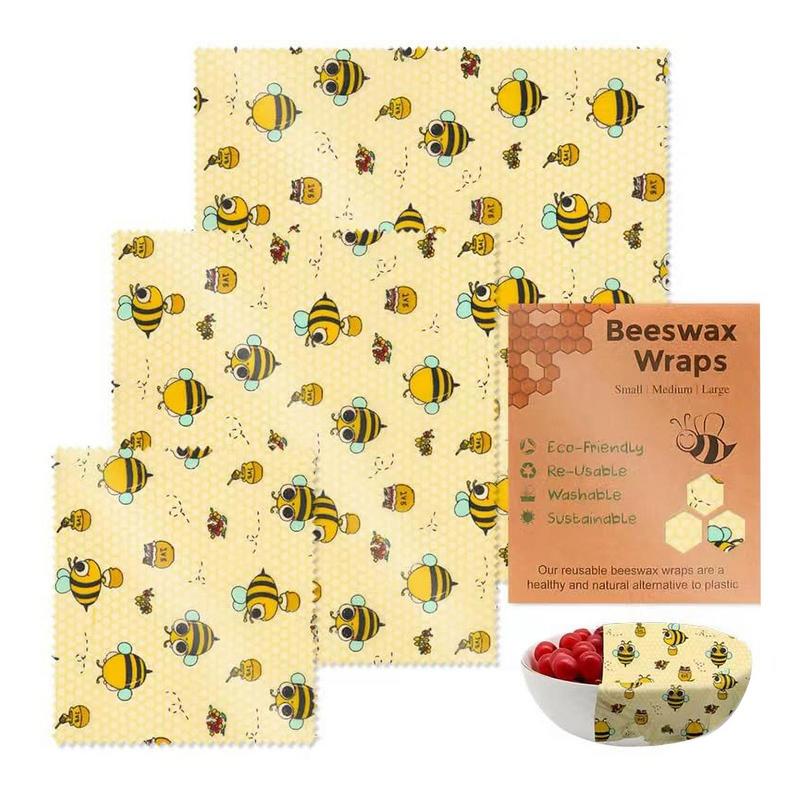 3ชิ้นผ้าสำหรับเก็บอาหารสดอาหาร - Beeswax Wrap Reusable บทวิจารณ์และราคา