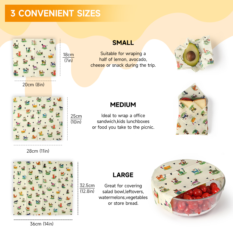6 แพ็ค (2S. 2M, 2L) ผ้าห่ออาหา - Beeswax Wrap Reusable บทวิจารณ์และราคา