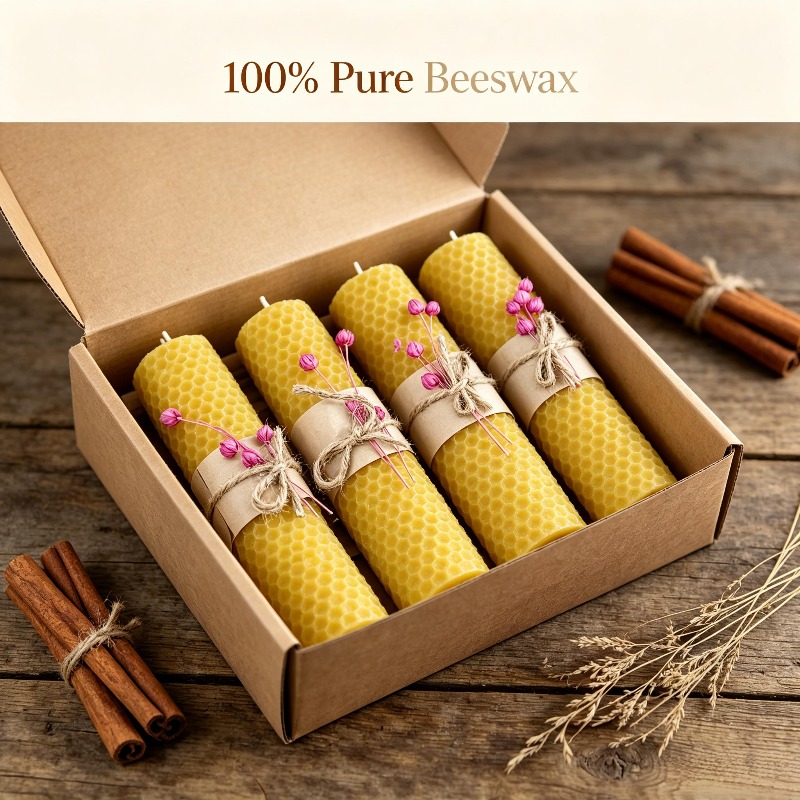 เทียนไขขี้ผึ้งม้วนทำมือ 4 ชิ้น - Beeswax Wrap Reusable บทวิจารณ์และราคา